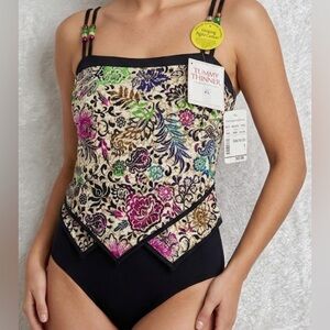 NWT Christopher & Banks It Figures! Tummy Thinner Floral Swimsuit Sz 8